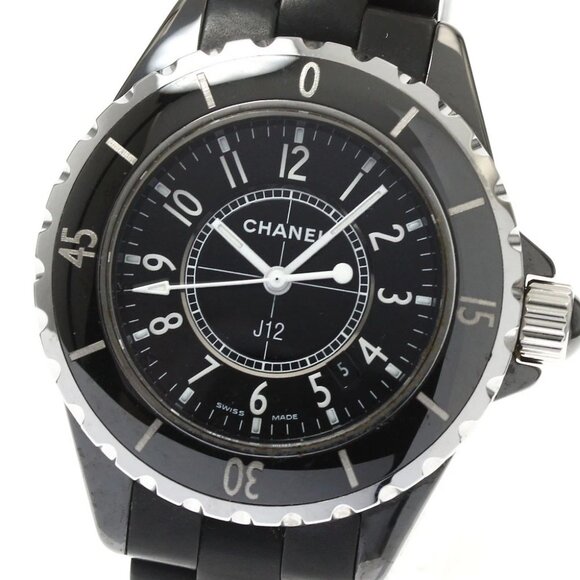CHANEL J12 Black ceramic date black Dial Quartz Ladies Watch - Picture 1 of 6